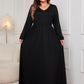 Honey Plus Size Cutout V - Neck Long Sleeve Maxi Dress - 7 Semicolon Couture