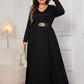 Honey Plus Size Cutout V - Neck Long Sleeve Maxi Dress - 7 Semicolon Couture