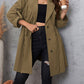 Honey Plus Size Lapel Collar Drawstring Roll - Tab Sleeve Trench Coat - 7 Semicolon Couture