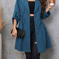 Honey Plus Size Lapel Collar Drawstring Roll - Tab Sleeve Trench Coat - 7 Semicolon Couture