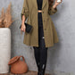 Honey Plus Size Lapel Collar Drawstring Roll - Tab Sleeve Trench Coat - 7 Semicolon Couture