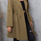 Honey Plus Size Lapel Collar Drawstring Roll - Tab Sleeve Trench Coat - 7 Semicolon Couture