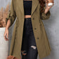 Honey Plus Size Lapel Collar Drawstring Roll - Tab Sleeve Trench Coat - 7 Semicolon Couture