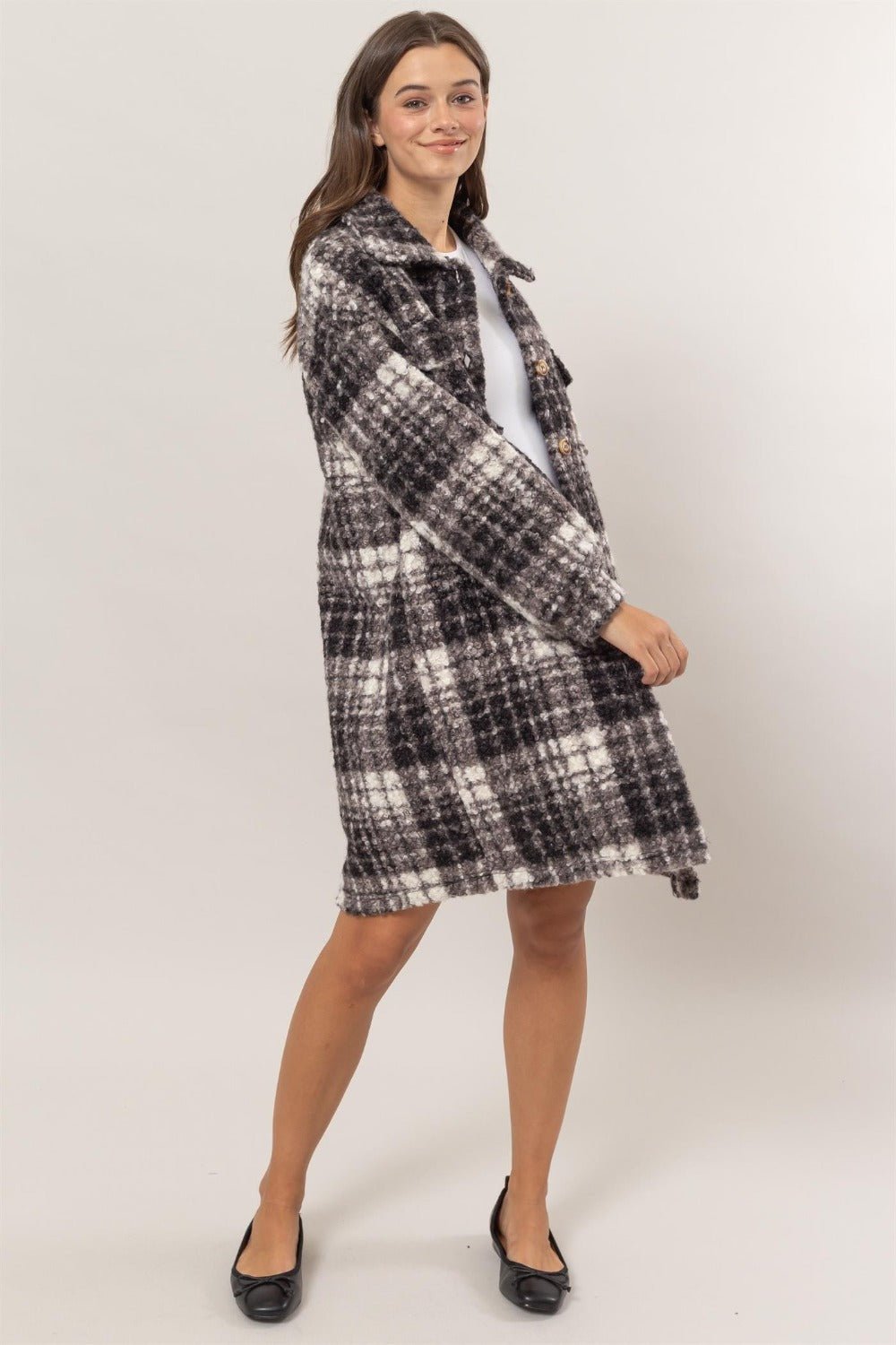 HYFVE Plaid Button Down Longline Shacket - 7 Semicolon Couture