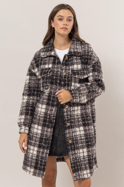 HYFVE Plaid Button Down Longline Shacket - 7 Semicolon Couture