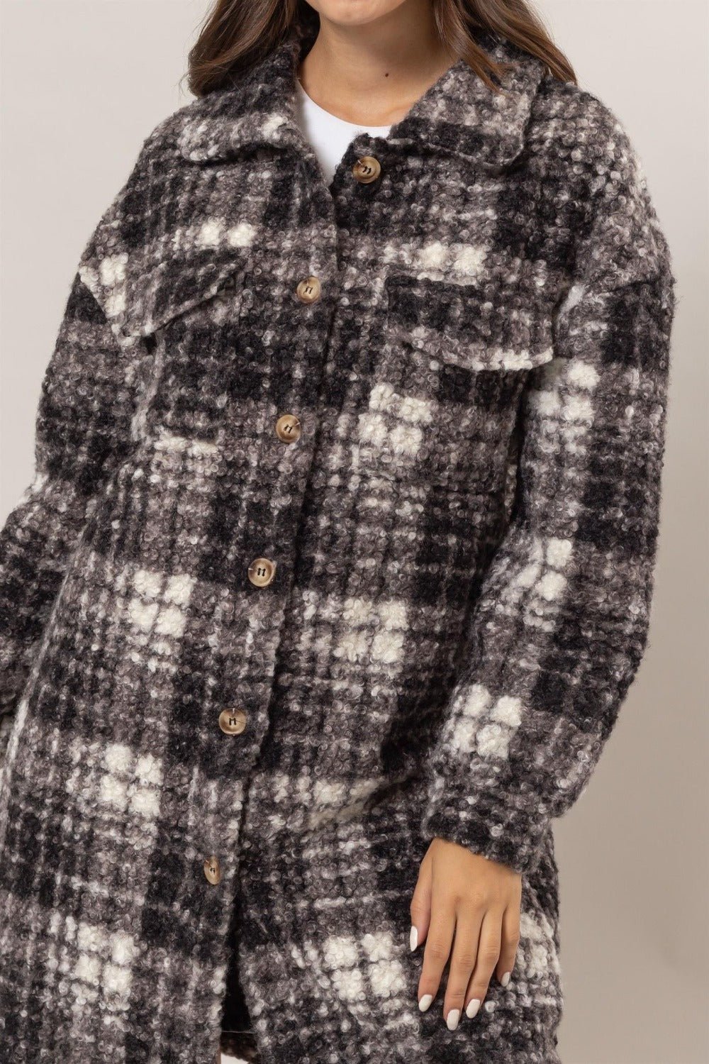 HYFVE Plaid Button Down Longline Shacket - 7 Semicolon Couture