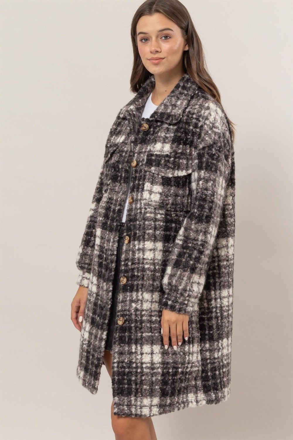 HYFVE Plaid Button Down Longline Shacket - 7 Semicolon Couture