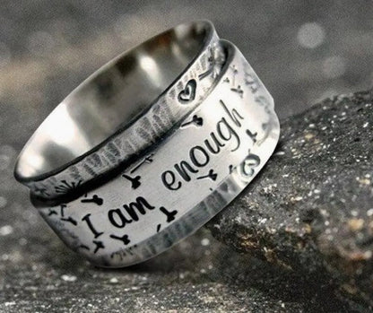 I AM ENOUGH Silver Ring - 7 Semicolon Couture