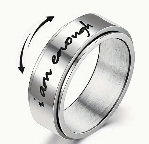 I AM ENOUGH Stainless - Steel Fidget Ring - 7 Semicolon Couture