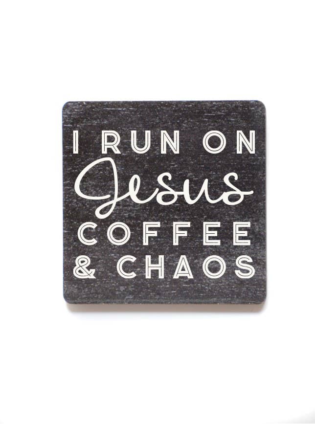 I Run On Jesus Coffee & Chaos Wooden Magnets - 7 Semicolon Couture