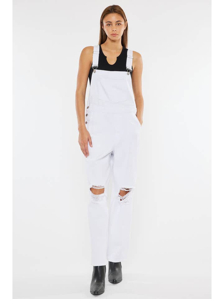 Kan Can White Distressed Overalls - 7 Semicolon Couture