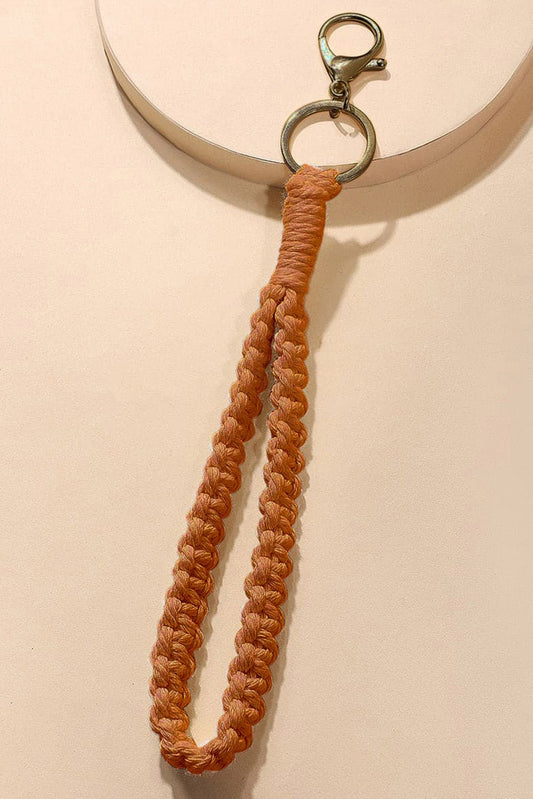 Khaki Twist Braided Wristlet Keychain - 7 Semicolon Couture