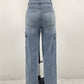 Lace - Up Multi - Pocket Straight - Leg Denim Jeans - 7 Semicolon Couture