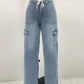 Lace - Up Multi - Pocket Straight - Leg Denim Jeans - 7 Semicolon Couture