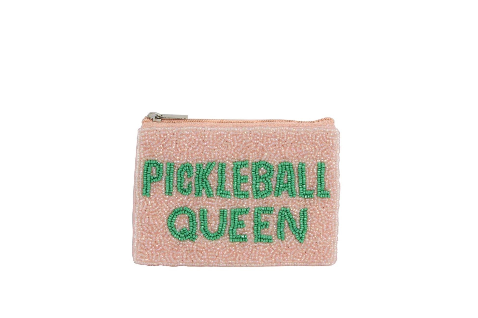 Ladies Fully Beaded PICKLE BALL QUEEN Coin Purse - 7 Semicolon Couture