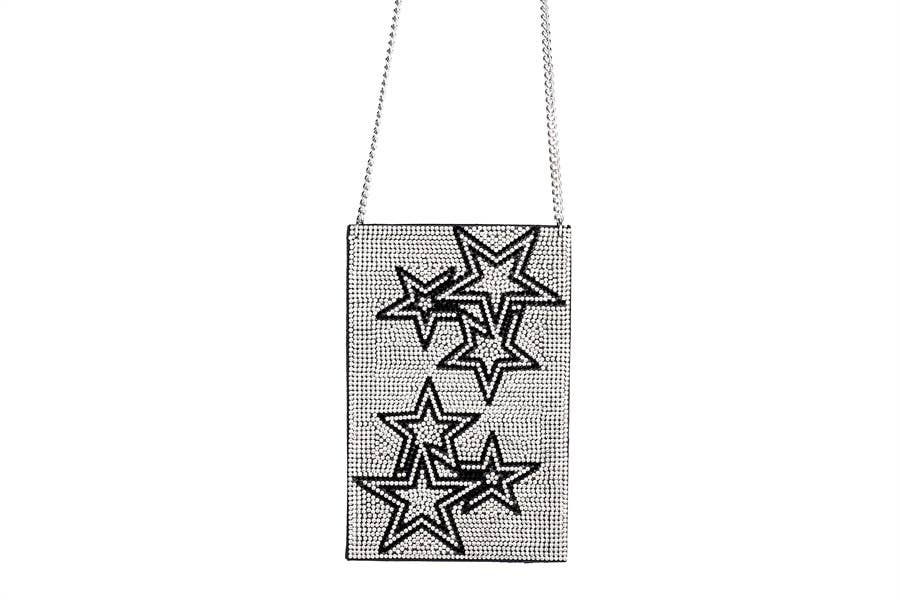 Ladies Rhinestone Cross body Cell Phone Bag With Stars - 7 Semicolon Couture