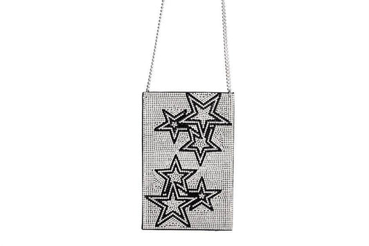 Ladies Rhinestone Cross body Cell Phone Bag With Stars - 7 Semicolon Couture