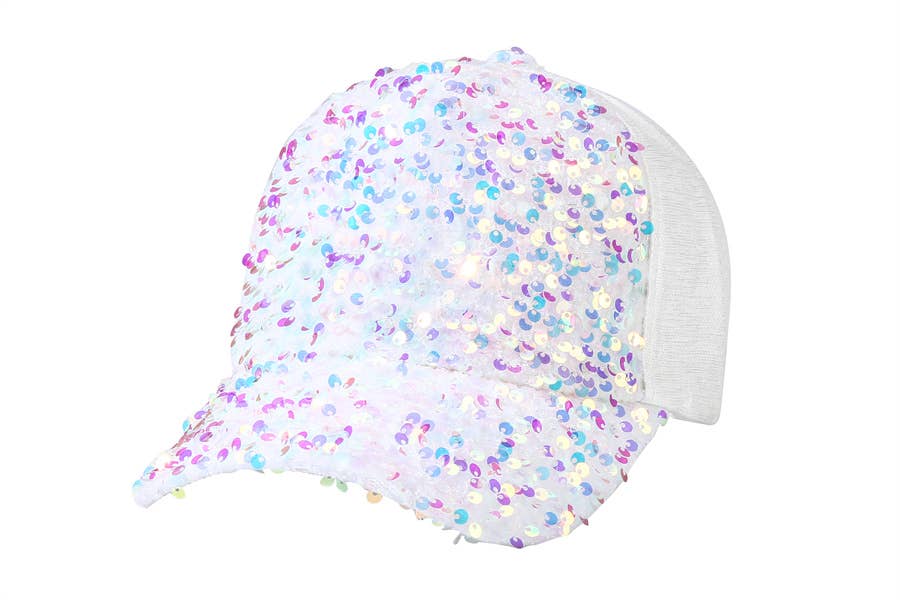 Ladies Sequined Baseball Cap Style Hat - 7 Semicolon Couture