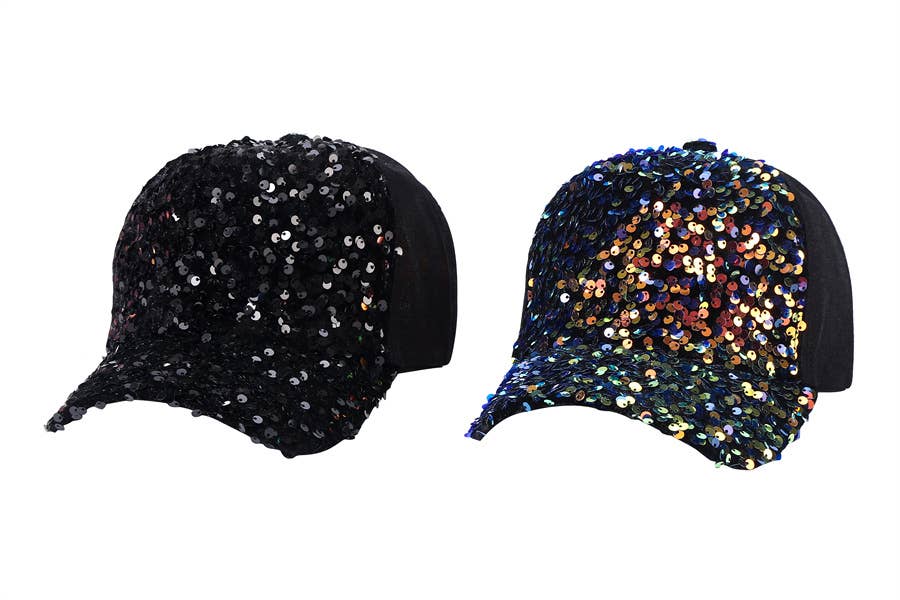 Ladies Sequined Baseball Cap Style Hat - 7 Semicolon Couture