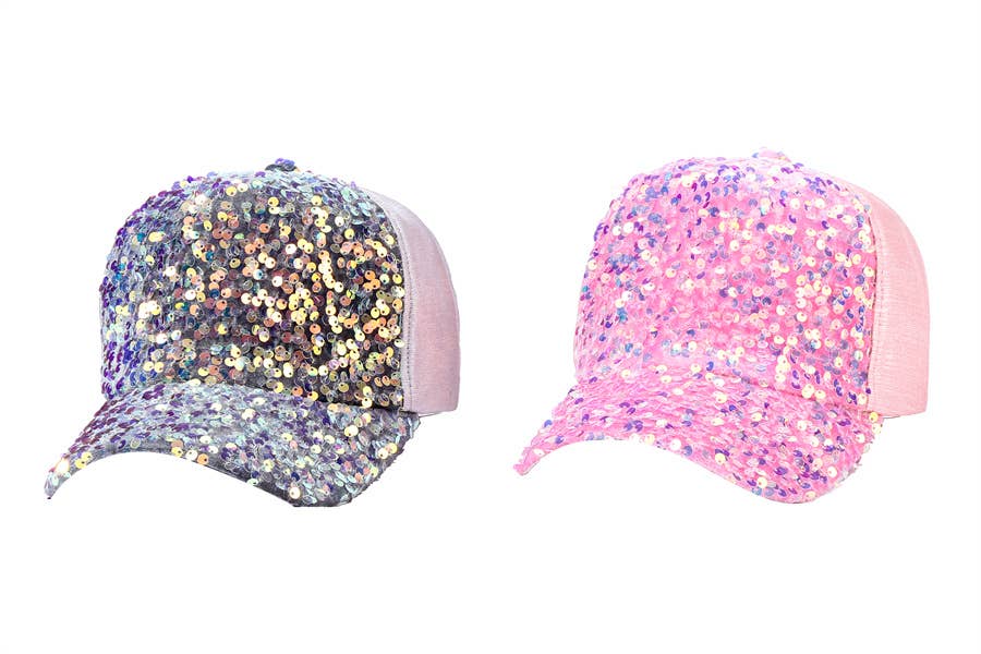 Ladies Sequined Baseball Cap Style Hat - 7 Semicolon Couture