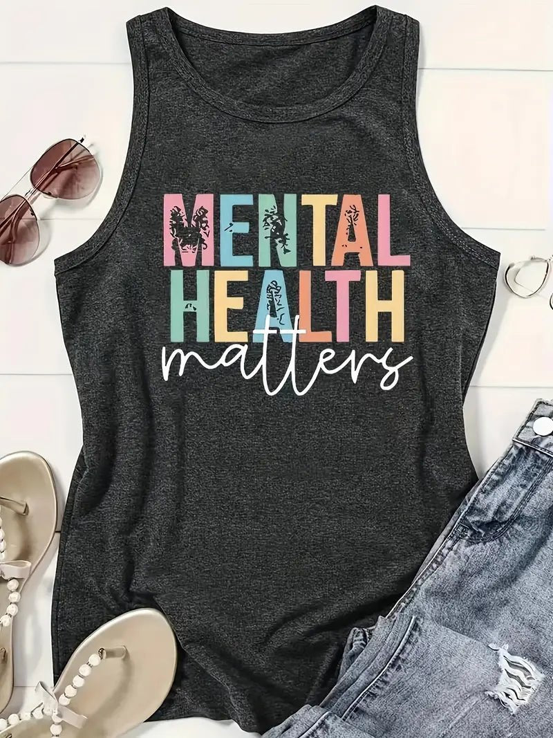 Mental Health Matters Sleeveless Shirt - Dark Grey - 7 Semicolon Couture