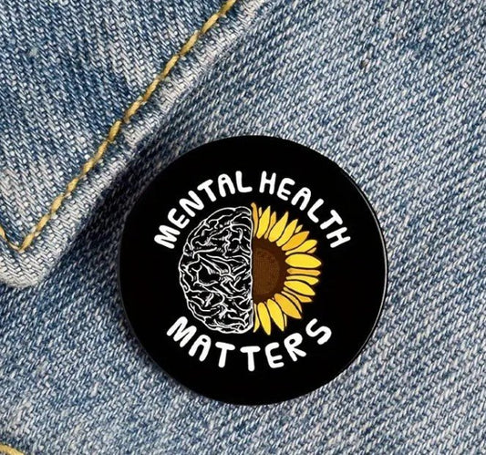 Mental Health Matters Sunflower Brooch - 7 Semicolon Couture