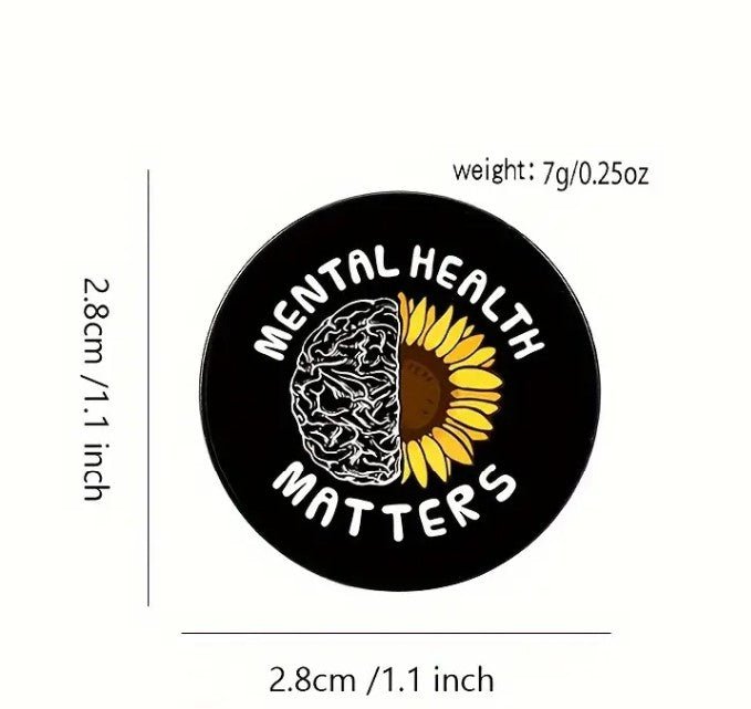 Mental Health Matters Sunflower Brooch - 7 Semicolon Couture