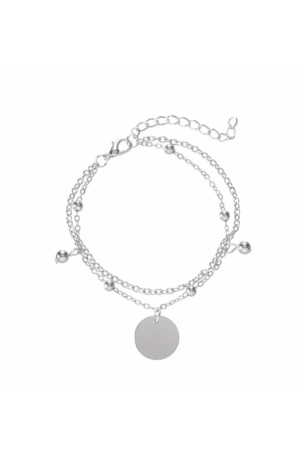 Multilayer Chain Disc Tassel Pendant Silvery Bracelet Set - 7 Semicolon Couture