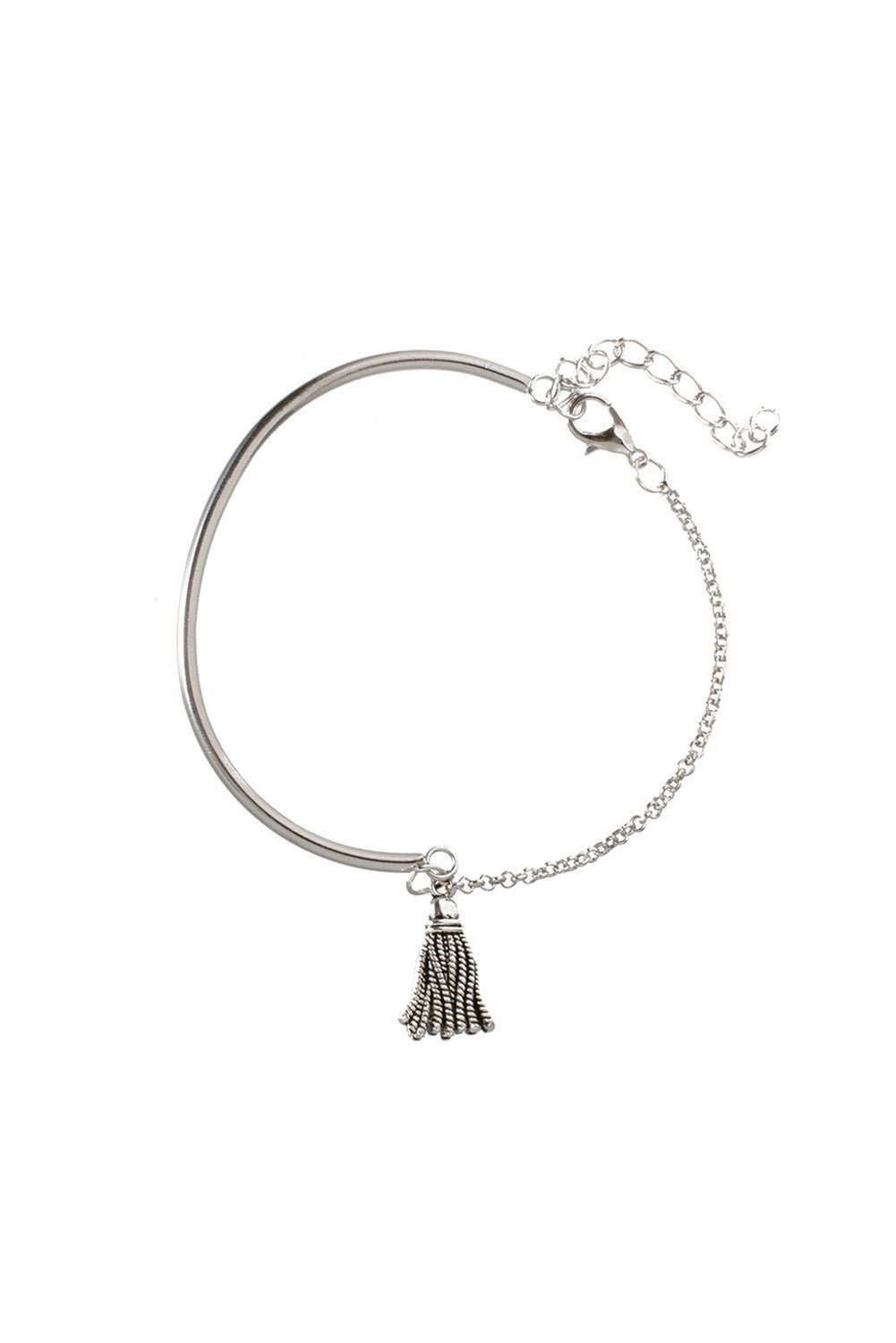 Multilayer Chain Disc Tassel Pendant Silvery Bracelet Set - 7 Semicolon Couture