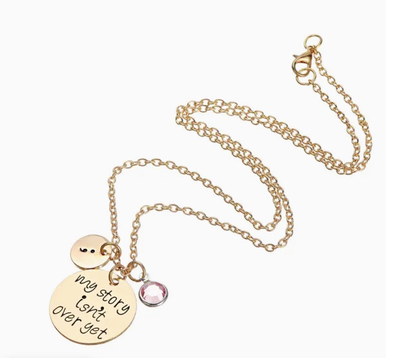 My story isn't over yet Semicolon Necklace with charm - 7 Semicolon Couture