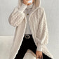 Open Front Long Sleeve Fuzzy Hooded Jacket - 7 Semicolon Couture