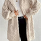 Open Front Long Sleeve Fuzzy Hooded Jacket - 7 Semicolon Couture