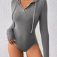 Perfee Drawstring Hooded Long Sleeve Bodysuit - 7 Semicolon Couture