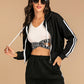 Perfee Drawstring Side Stripe Zip Up Hooded Top and Pants Set - 7 Semicolon Couture