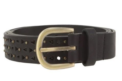 Perforated Bow Studded Buckle Belt - 7 Semicolon Couture