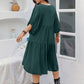 Plus Size Tie Neck Balloon Sleeve Midi Dress - 7 Semicolon Couture