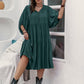 Plus Size Tie Neck Balloon Sleeve Midi Dress - 7 Semicolon Couture