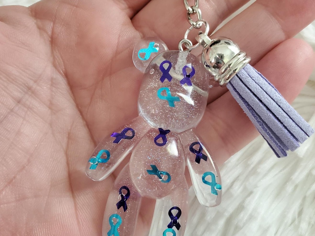 Resilient Ribbon Suicide Awareness Keychain - 7 Semicolon Couture