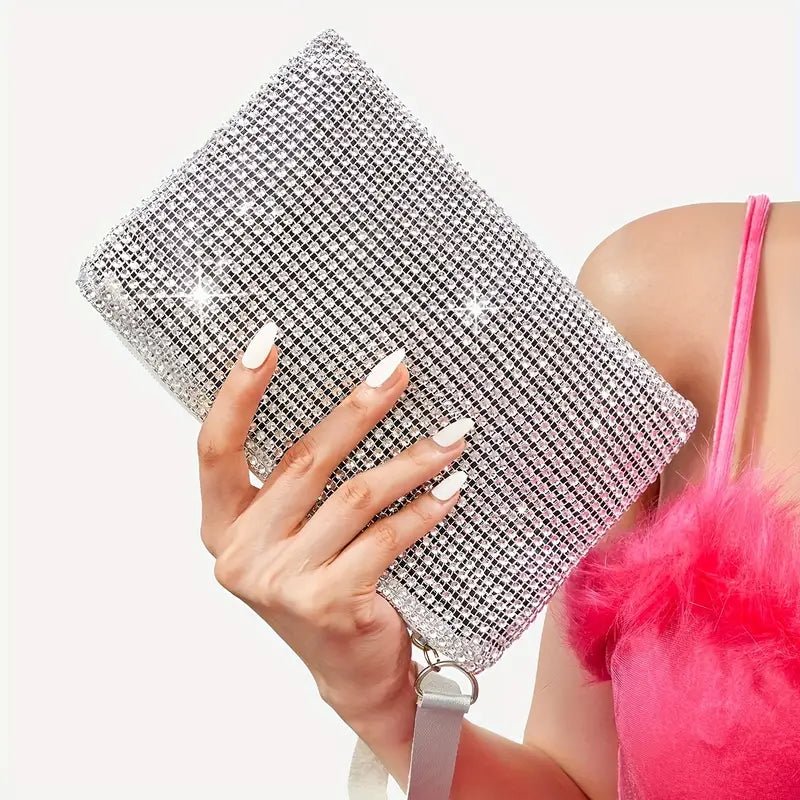 Rhinestone Embellished Wristlet Bag - 7 Semicolon Couture