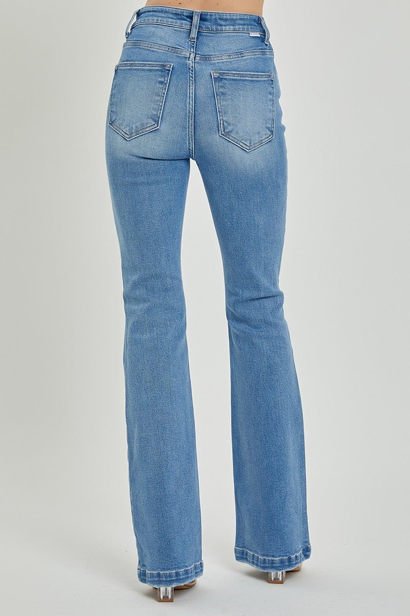 RISEN Full Size High Rise Button Fly Bootcut Jeans - 7 Semicolon Couture