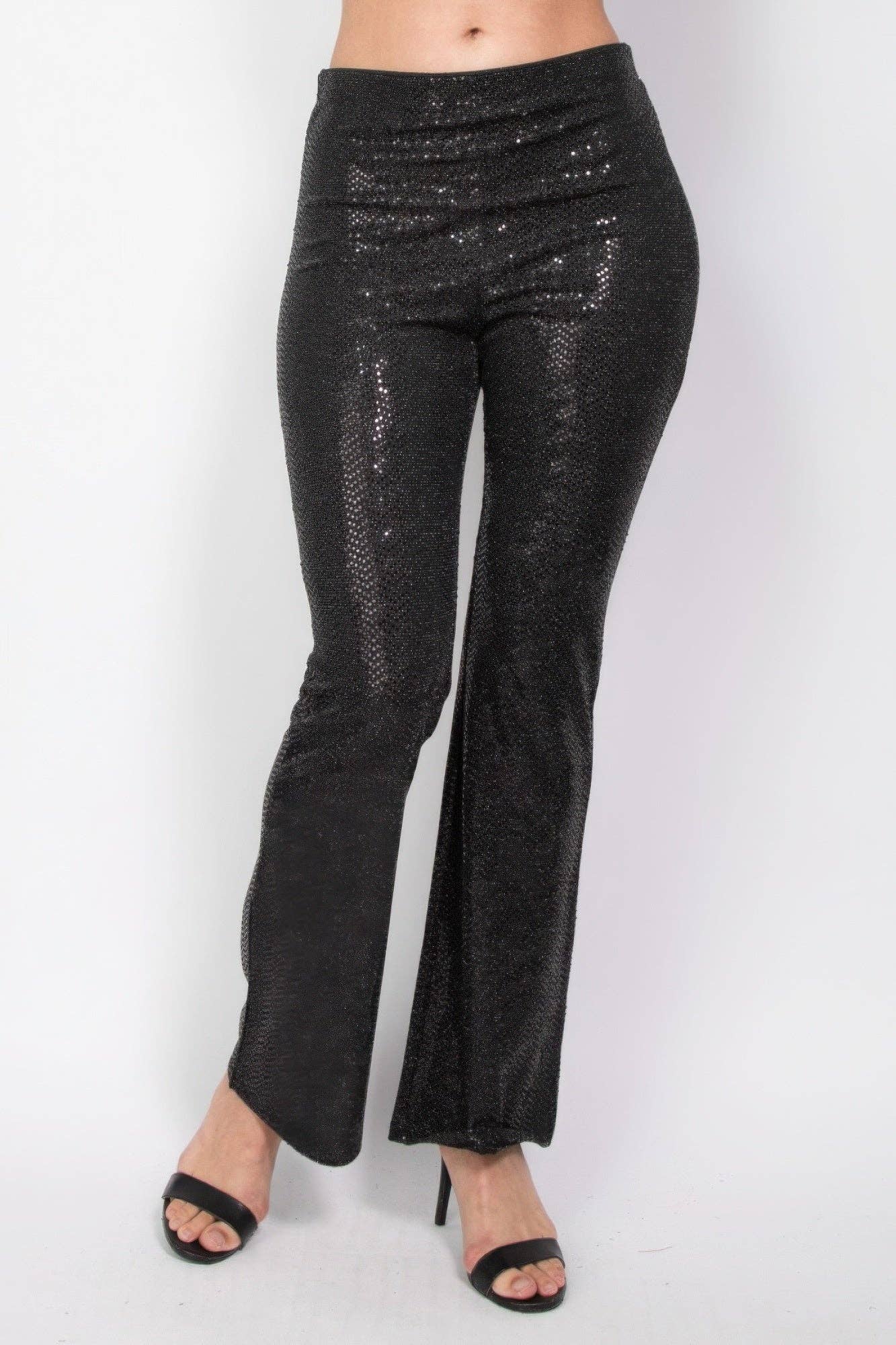 Sequined Fit & Flare Midrise Pants - 7 Semicolon Couture