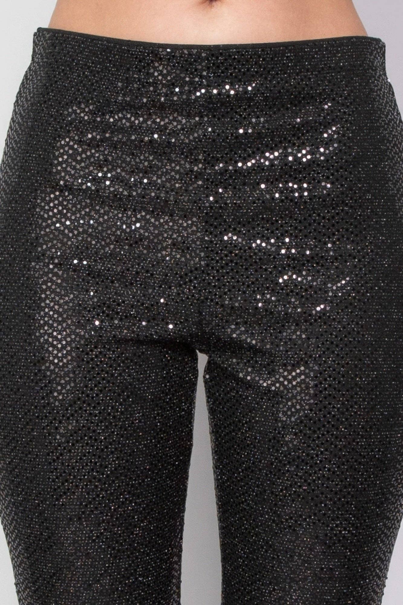 Sequined Fit & Flare Midrise Pants - 7 Semicolon Couture