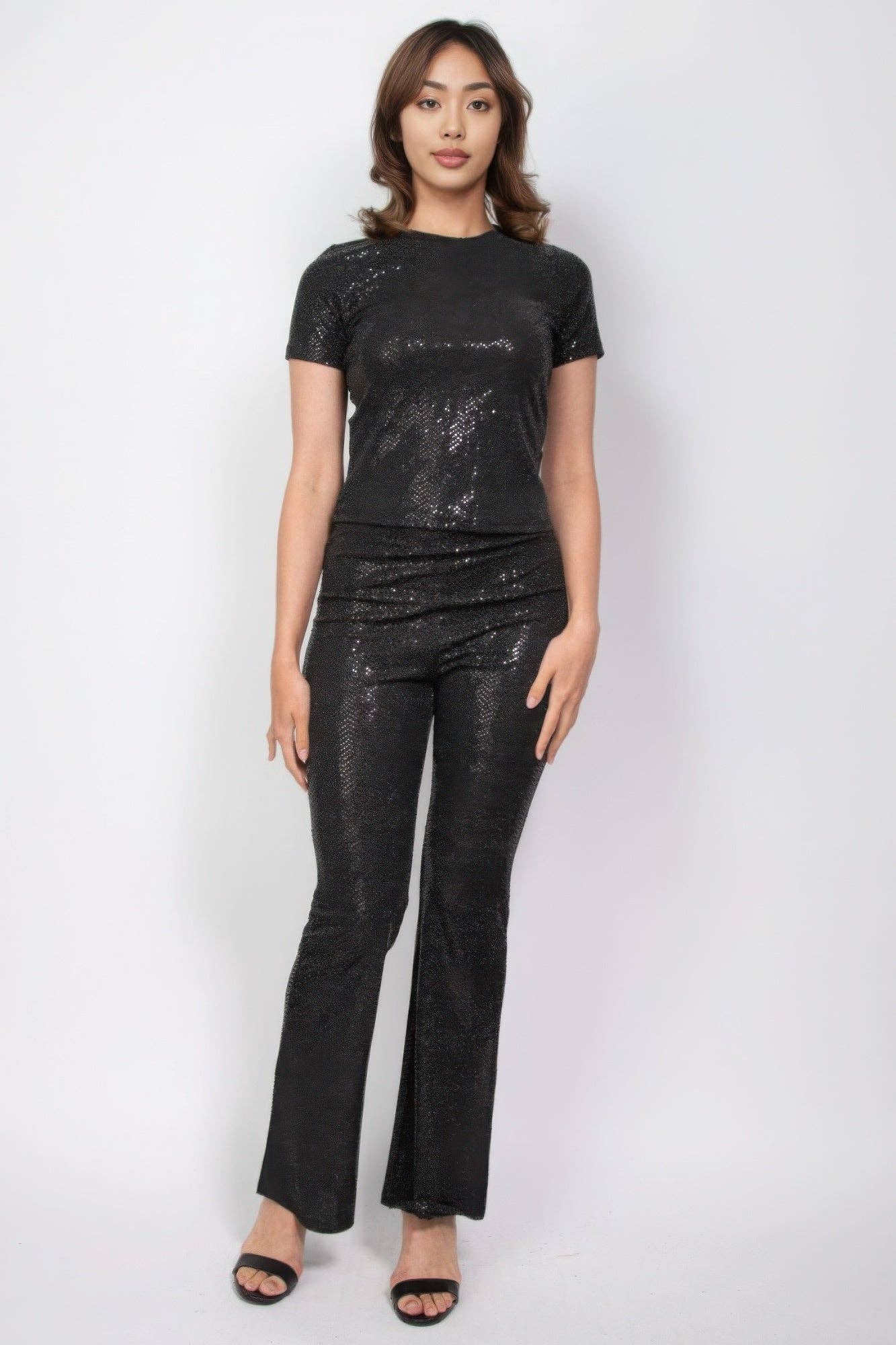 Sequined Fit & Flare Midrise Pants - 7 Semicolon Couture