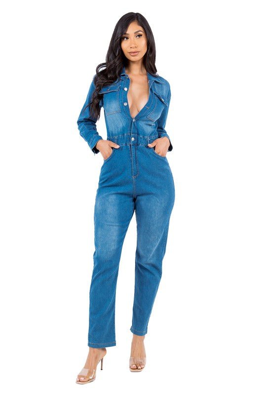 SEXY DENIM JUMPSUIT - 7 Semicolon Couture