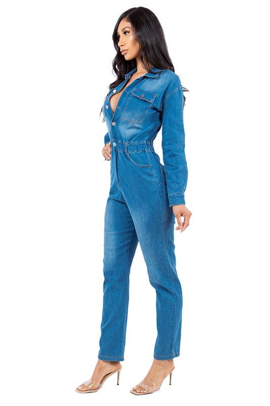 SEXY DENIM JUMPSUIT - 7 Semicolon Couture