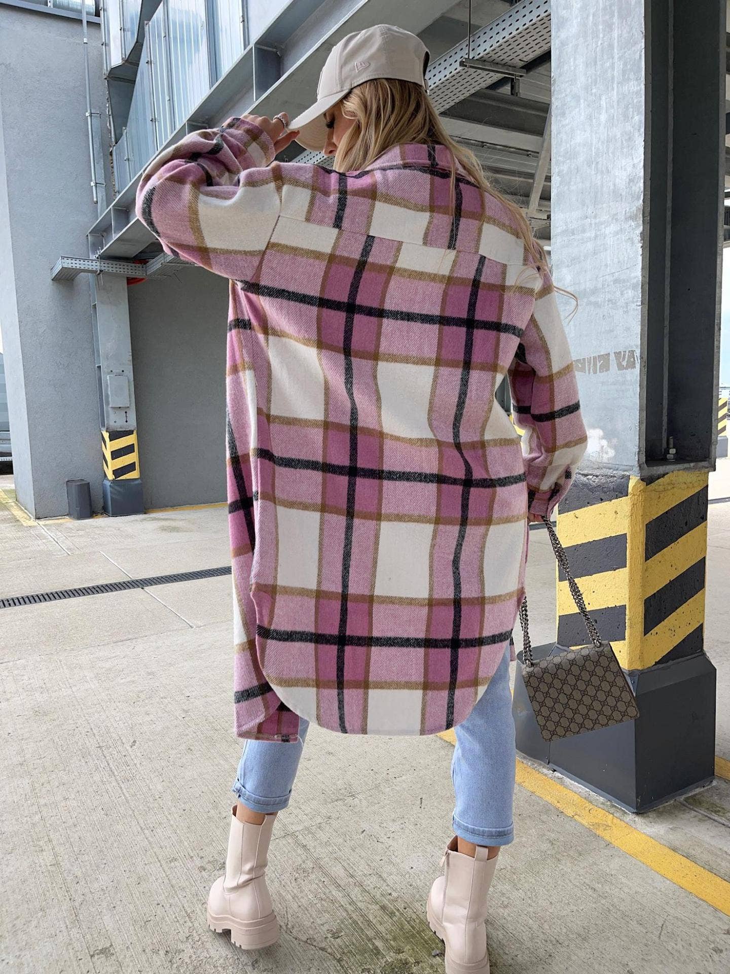 SINGLE - BREASTED PLAID SHACKET - 7 Semicolon Couture