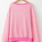 Striped Sequin Heart Round Neck Long Sleeve Sweatshirt - 7 Semicolon Couture