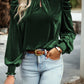 Tie Up Mock Neck Velvet Fabric Long Sleeve Blouse - 7 Semicolon Couture