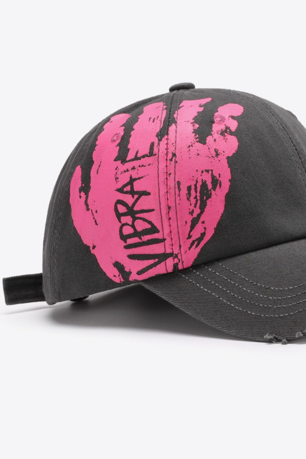 VIBRA Graphic Distressed Adjustable Baseball Cap - 7 Semicolon Couture