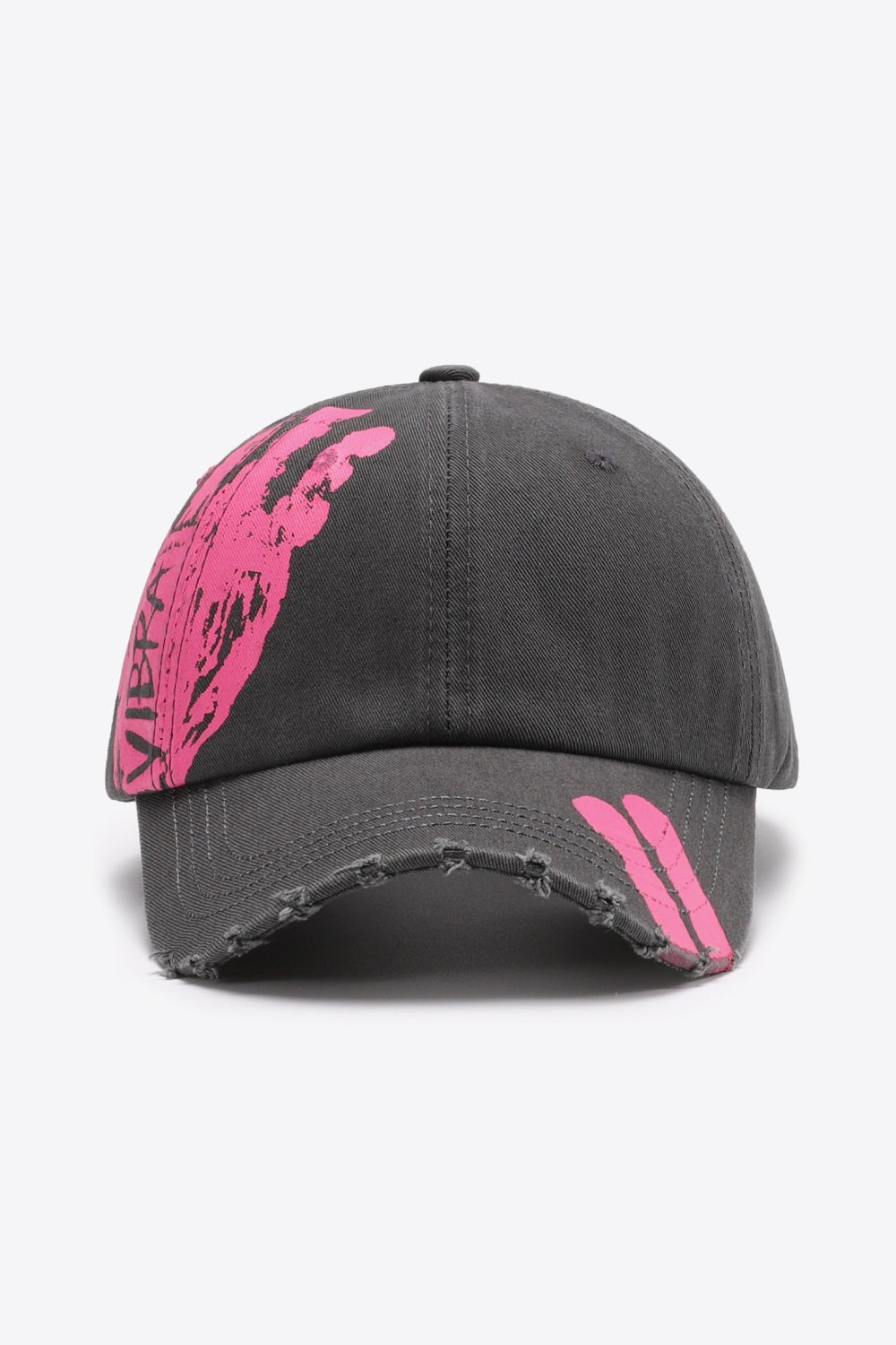 VIBRA Graphic Distressed Adjustable Baseball Cap - 7 Semicolon Couture